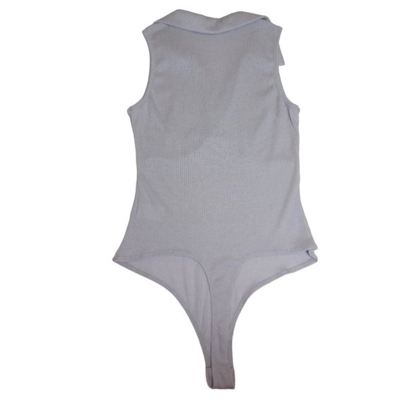 Sleeveless Top Bodysuit NWT SMALL one piece collared shirt gray - Picture 2 of 10
